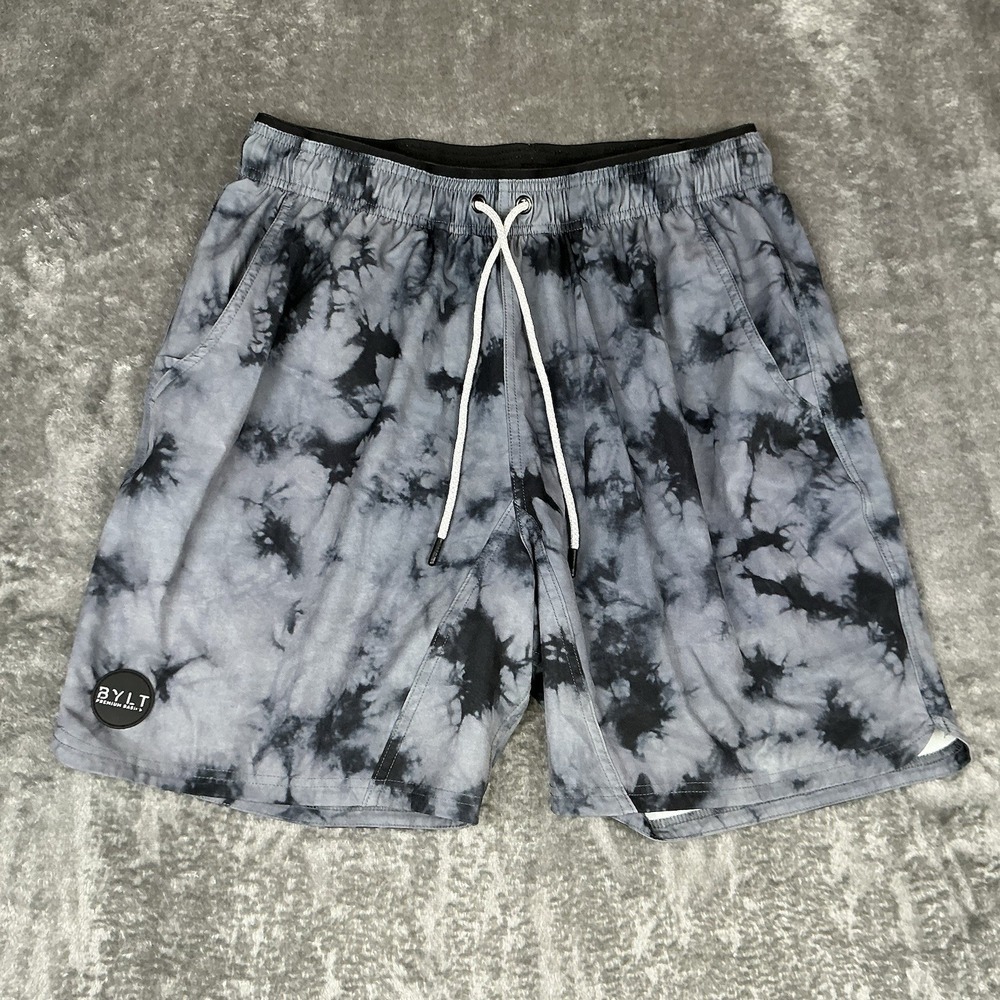 Bylt Premium Basics Active Lined Navy Tie Dye 5" Shorts Men's XL